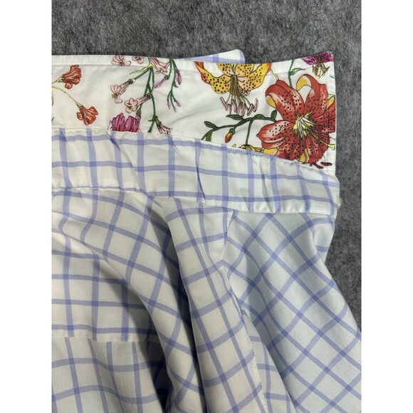 ETON Contemporary Fit Dress Shirt 41/16 Large Gingham Floral Flip Cuff - Picture 10 of 13
